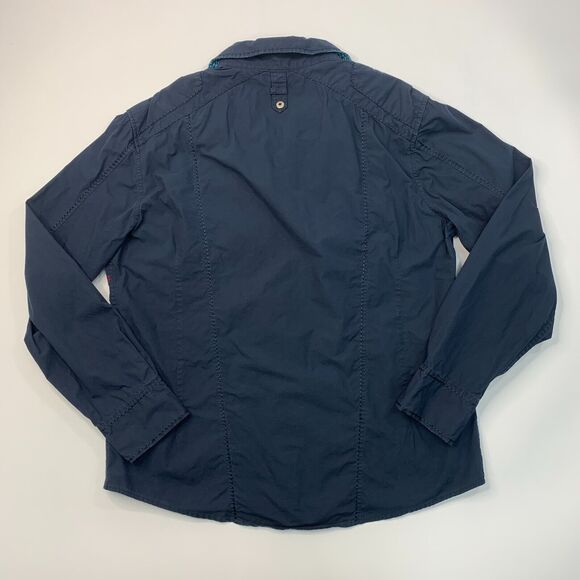 Toku Shirt Men XXL 2XL Navy Cotton Long Sleeve Button Up Dual Chest Flap Pockets - Picture 7 of 9